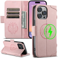 Magnetic Leather Wallet Case with Card Slots for iPhone 15 Series