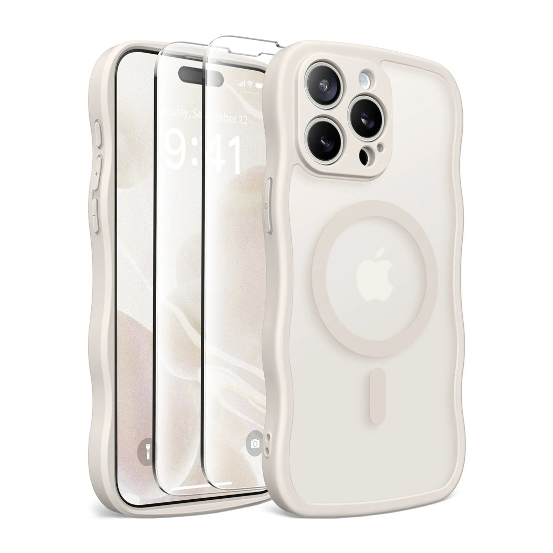 Shockproof MagSafe Case with Curly Frame Design for iPhone 15 Pro Max