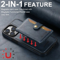 Detachable Leather Magnetic Phone Case with Card Holder for iPhone 15 Series – Versatile Protection & Style