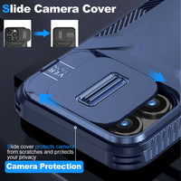 Shockproof Armor Case with Slide Camera Lens Protection for iPhone 15 Series