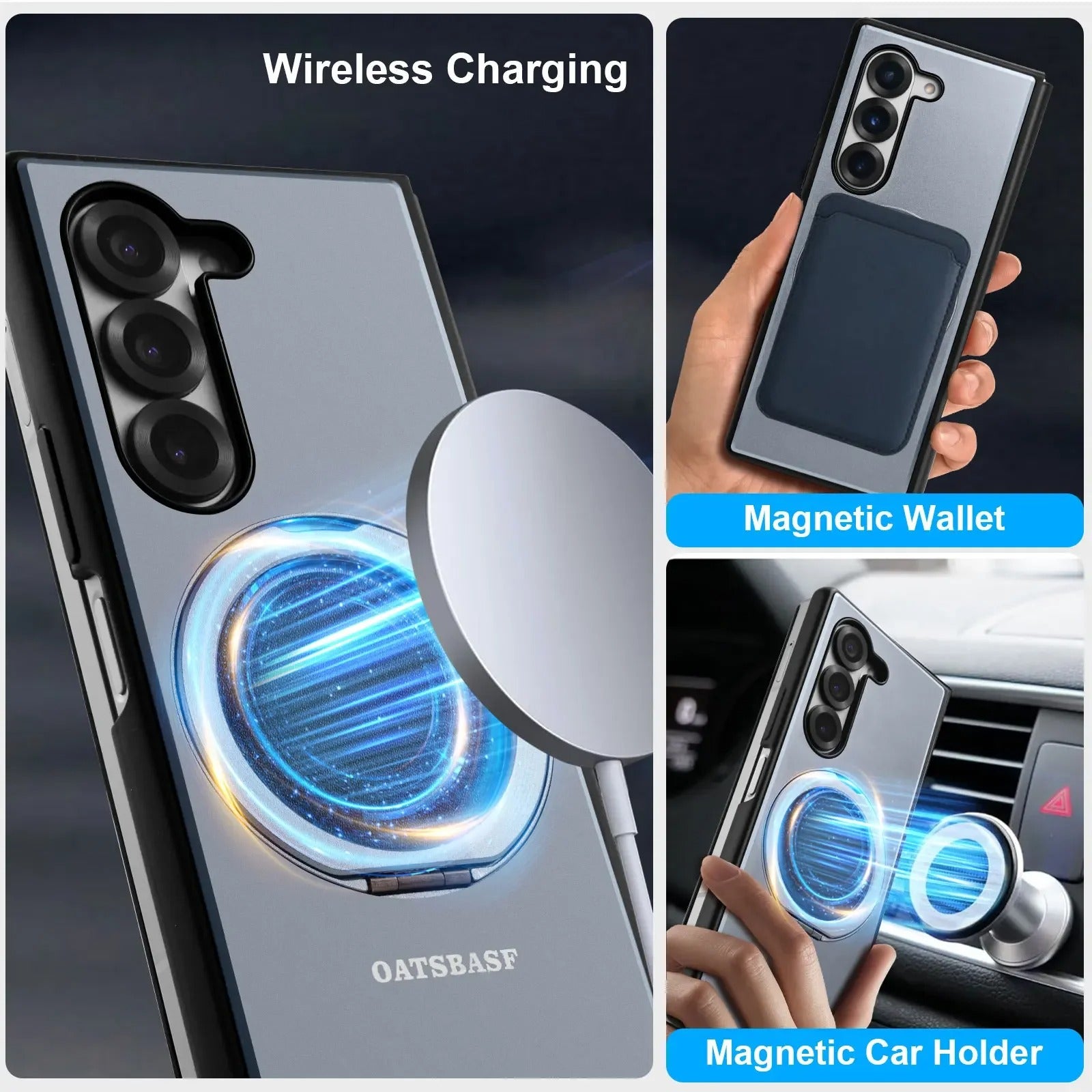 Full Coverage Protective Case with 360° Rotation & Magnetic Kickstand for Samsung Galaxy Z Fold 6