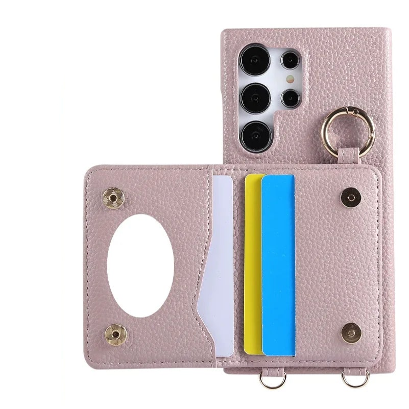 Crossbody Wallet Case with Card Slot & Mirror for Samsung Galaxy S25 Series