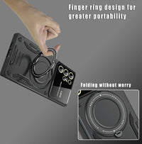Armor Shockproof Phone Case with Camera Lens Film Protection and Ring Holder for Samsung Galaxy S23 Series