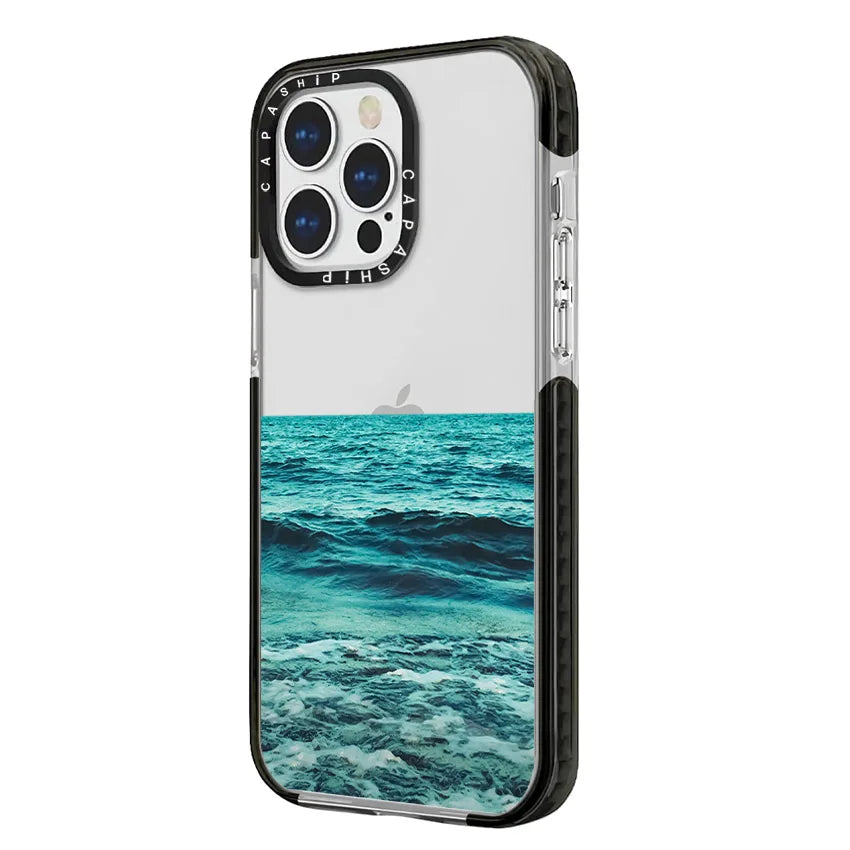 Oil Painting Deep Blue Ocean Soft TPU Shockproof Back Case for iPhone 15 Series