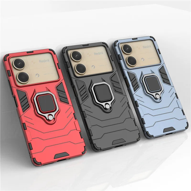 Ring Holder Armor Bumper Protective Phone Case Cover for Xiaomi Poco X6 Series