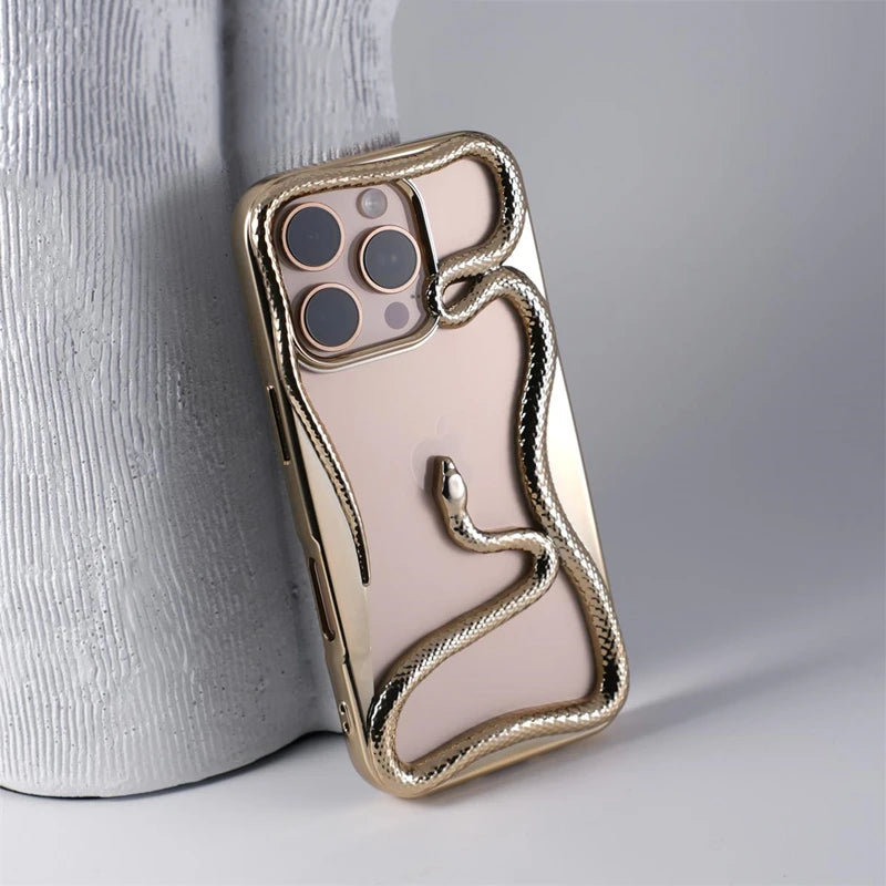 Electroplated 3D Snake Bumper Case for iPhone 16 Series