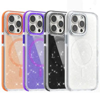 Glitter Transparent Magnetic Suction Wireless Charging Shockproof Phone Case for iPhone 14 Series