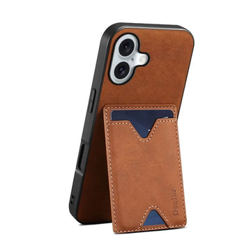 Shockproof PU Leather Flip Wallet Case with Card Holder for iPhone 16 Series