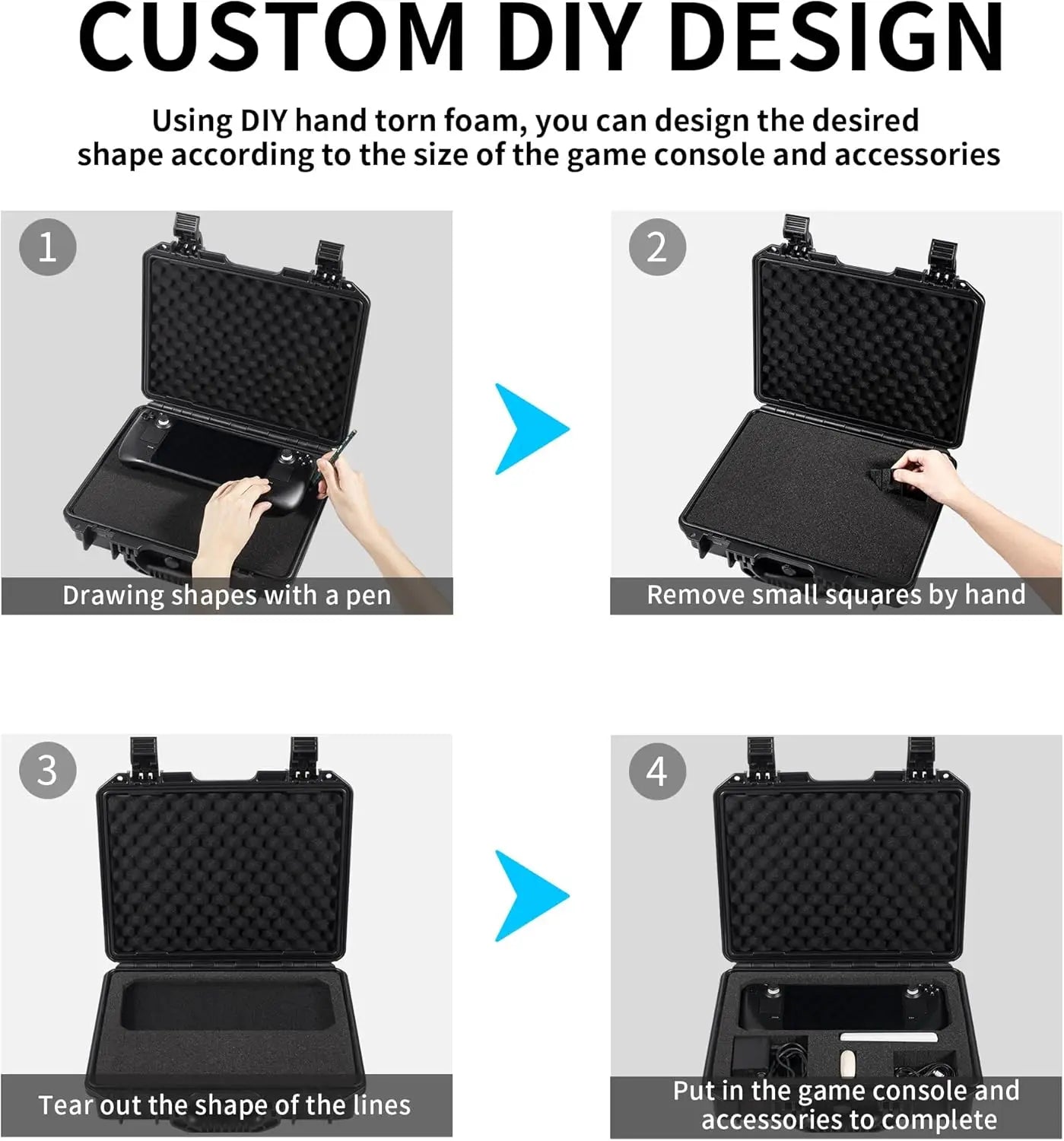 Customizable Hard Shell Carrying Case for Portable Game Consoles