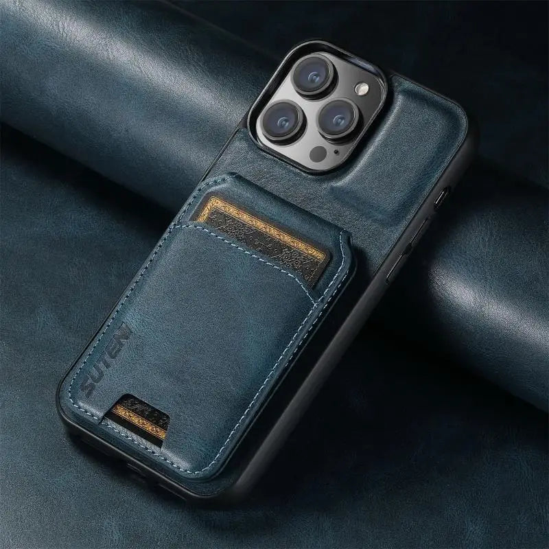 Shockproof Leather Wallet Case with Card Slots for iPhone 16 Series