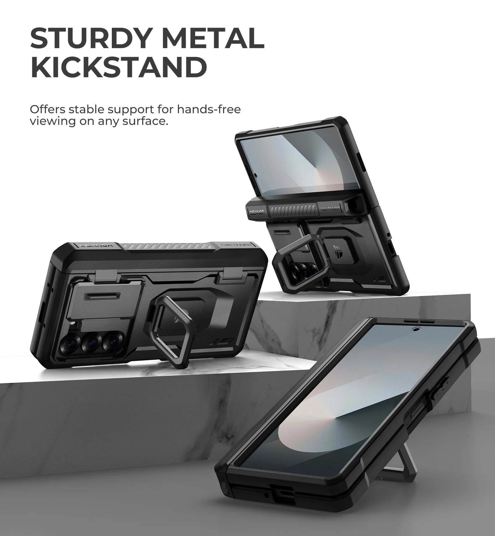 Samsung Galaxy Z Fold 6 Heavy Duty Armor Case with Built-in Ring Stand and S Pen Holder