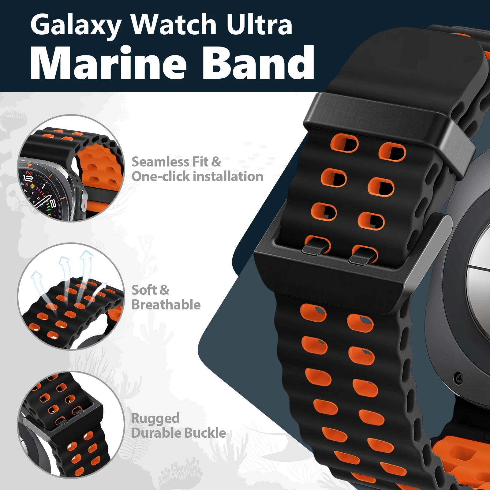 Two-Color Marine Silicone Band for Samsung Galaxy Watch Ultra