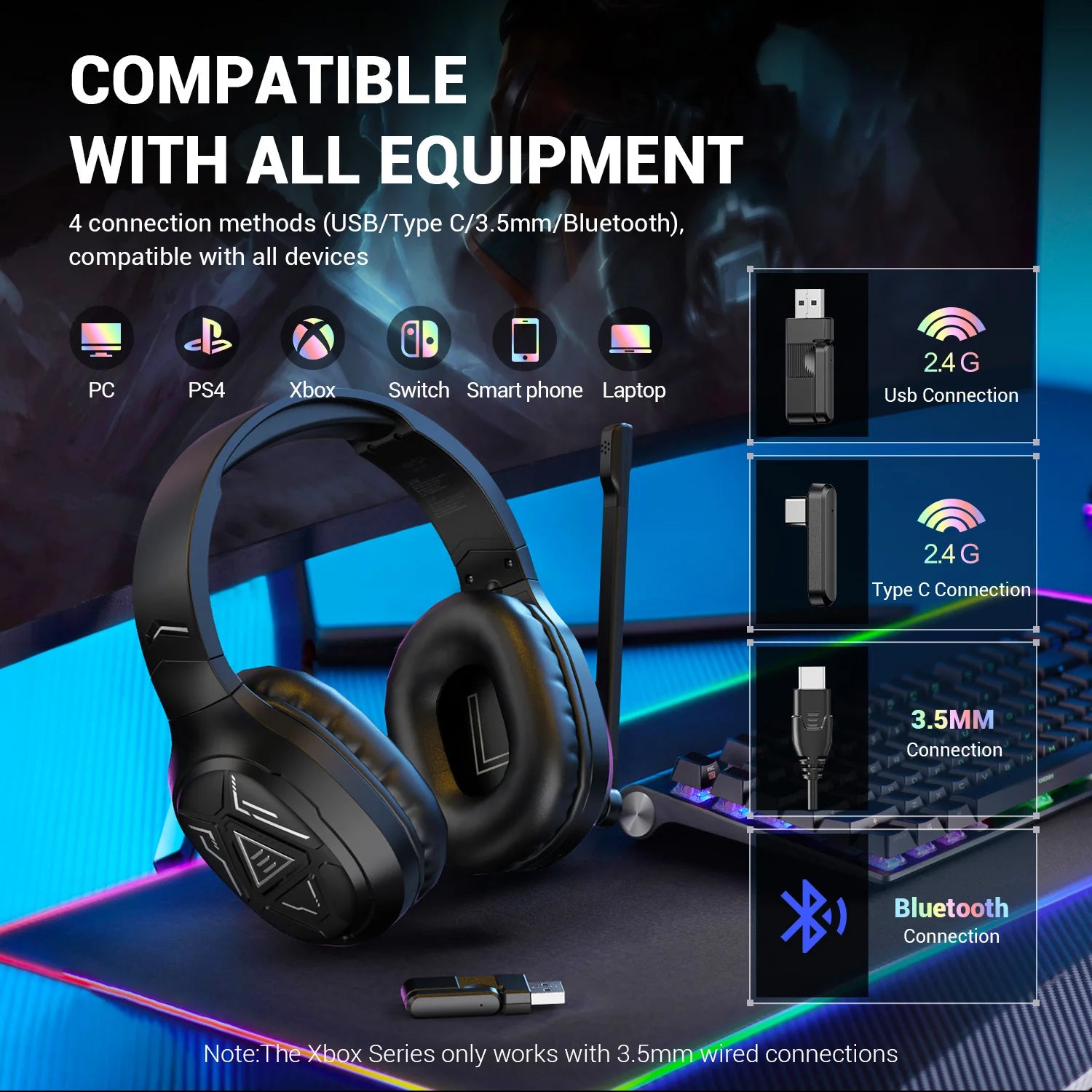 EKSA E5 BT - Bluetooth 5.3 Gaming Headset with Mic