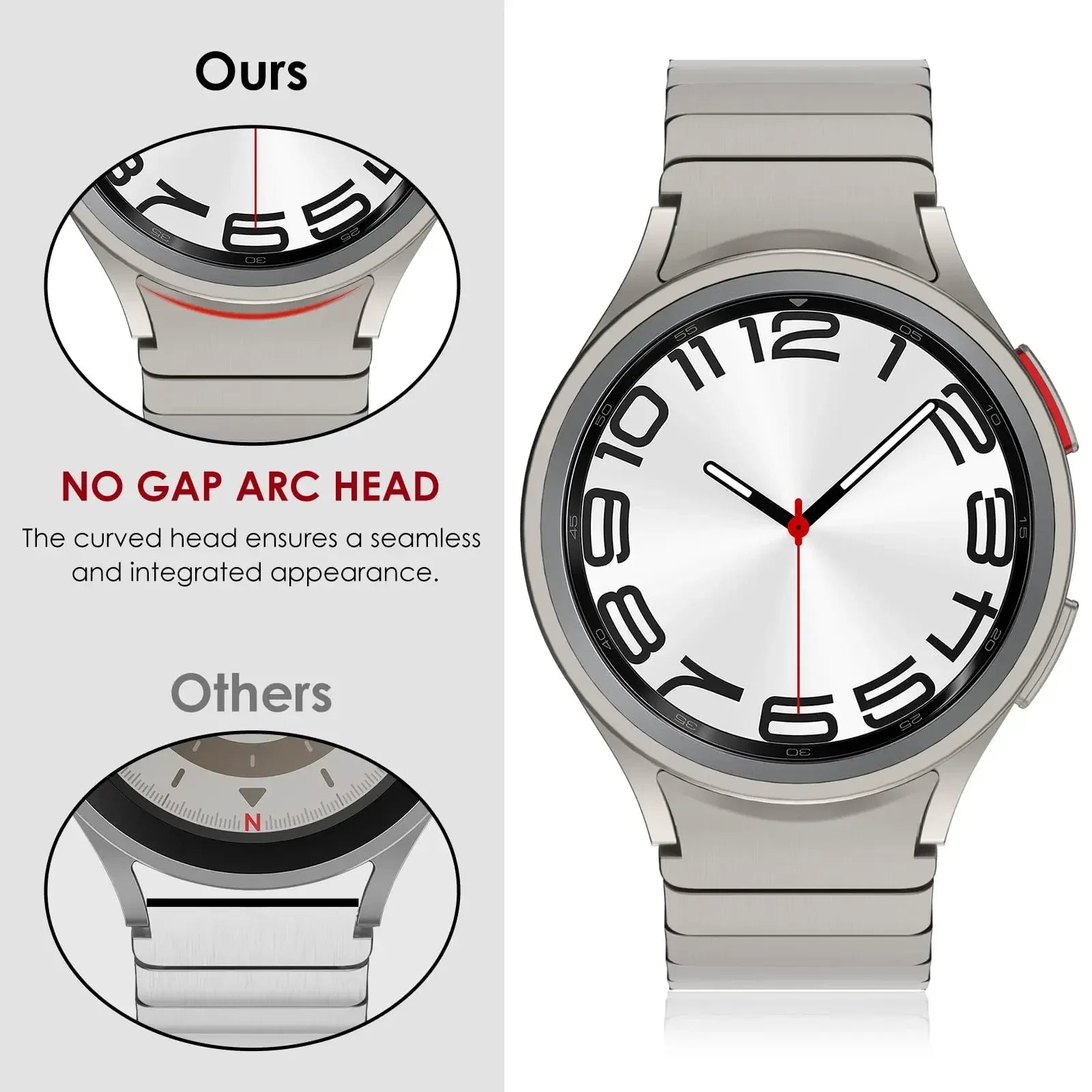 Stainless Steel No-Gaps Magnetic Band for Samsung Galaxy Watch 6 and Galaxy Watch 6 Classic