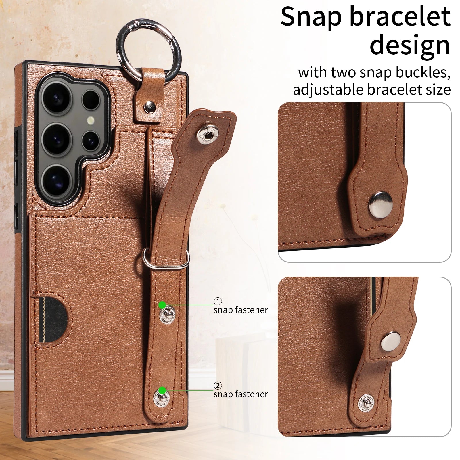 Wristband Ring Holder Wallet Case for Samsung Galaxy S24 Series – Card Slot & Kickstand