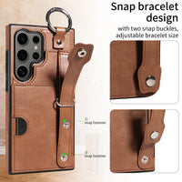 Wristband Ring Holder Wallet Case with Card Slot and Kickstand for Samsung Galaxy S23 Series