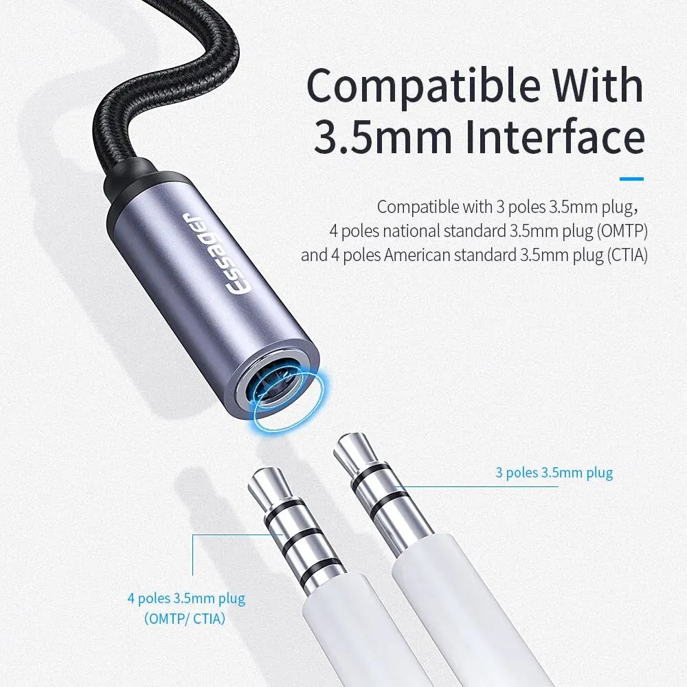 Essager USB Type C to 3.5mm Jack Earphone Adapter