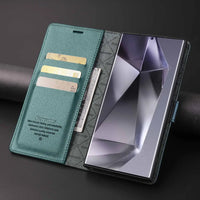 Premium PU Leather Flip Wallet Case with Card Holder & Kickstand for Samsung Galaxy S24 Series