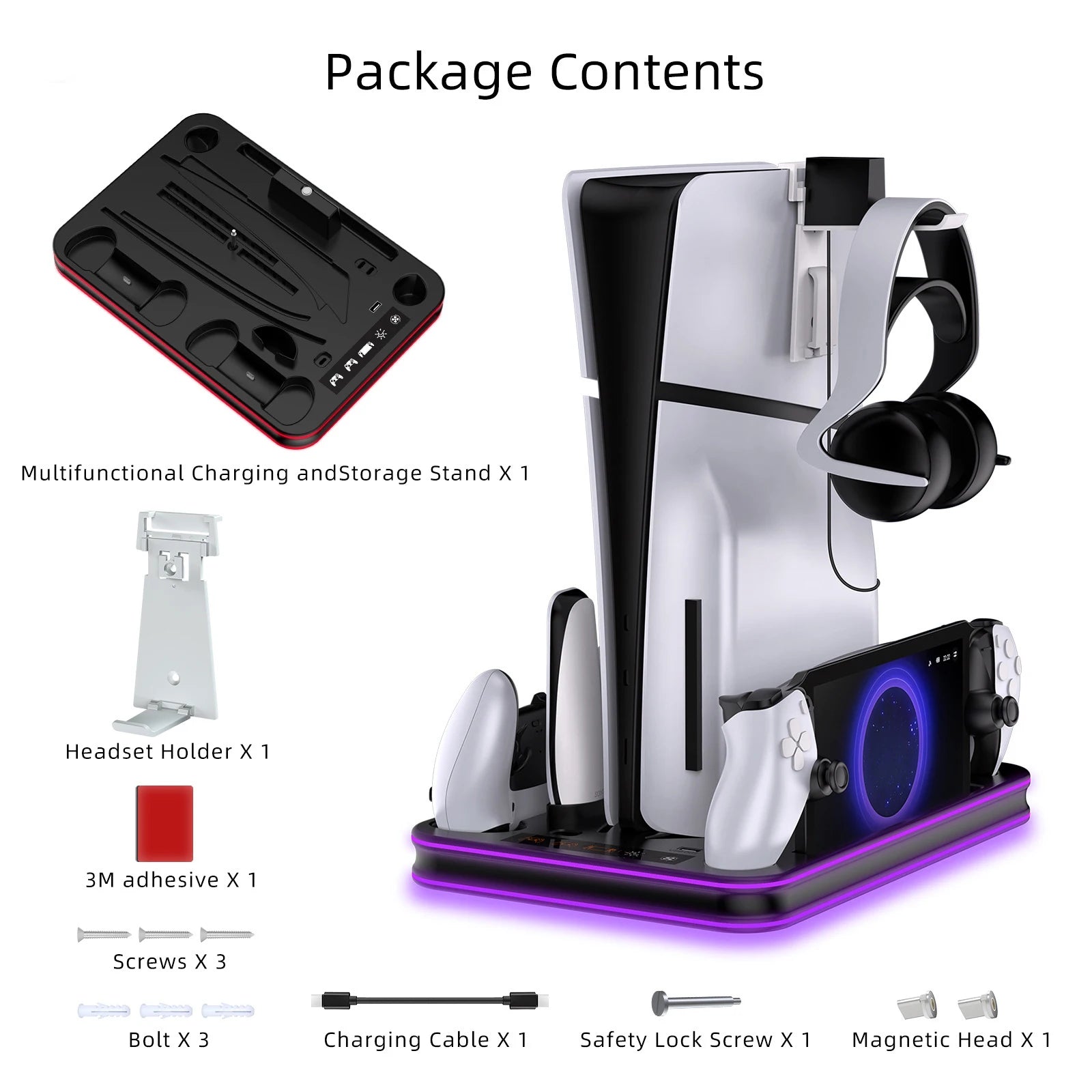 PlayStation 5 Slim Cooling Dock with RGB LED and Controller Charging