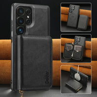 Magnetic Detachable Wallet Case for Samsung Galaxy S25 Series with Zipper and Card Slot