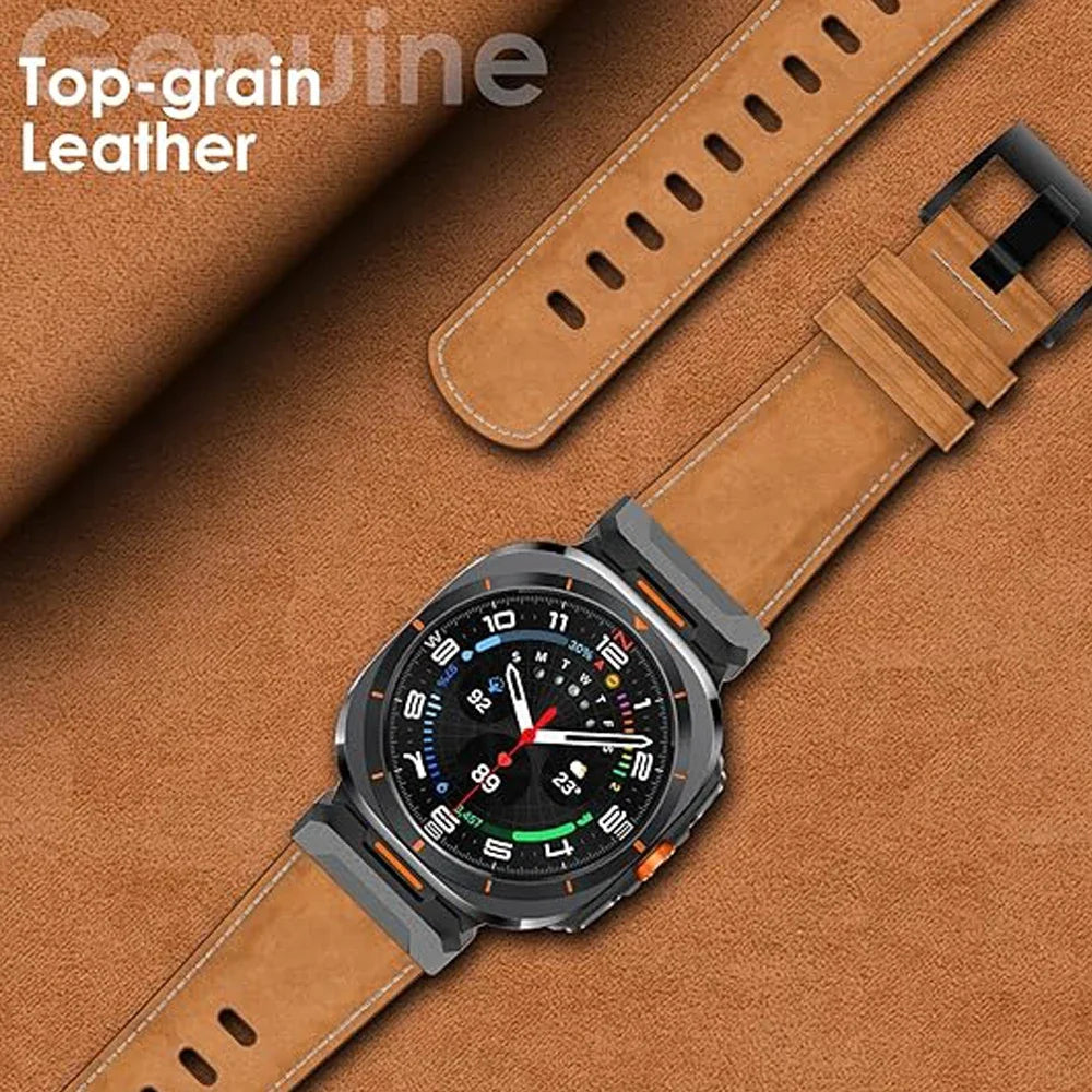 Stainless Steel & Leather Watchband for Samsung Galaxy Watch 7 Ultra