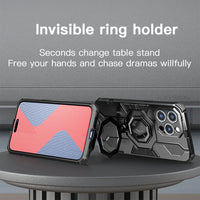 MagSafe Shockproof Phone Case with Ring Stand and Camera Protection for iPhone 15 Series