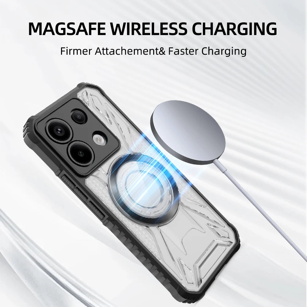 Clear Magnetic Wireless Charging Cover for Xiaomi Redmi Note 13 Pro 5G