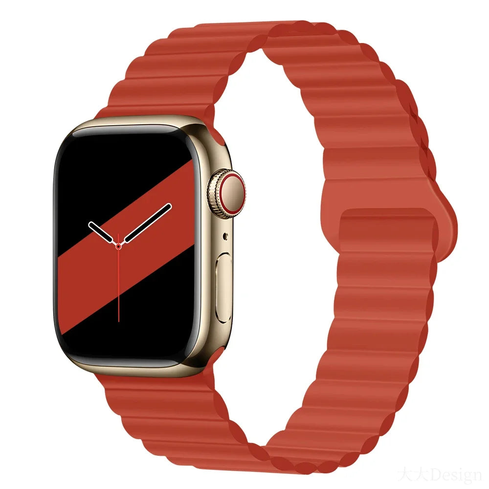 Lightweight Silicone Band with Magnetic Buckle for Apple Watch