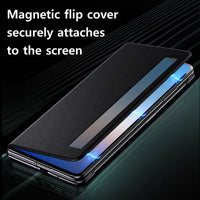 Cowhide Leather Magnetic Flip Case for Honor Magic V2