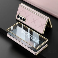 Plain Leather Plating Hard Case for Samsung Galaxy Z Fold 6