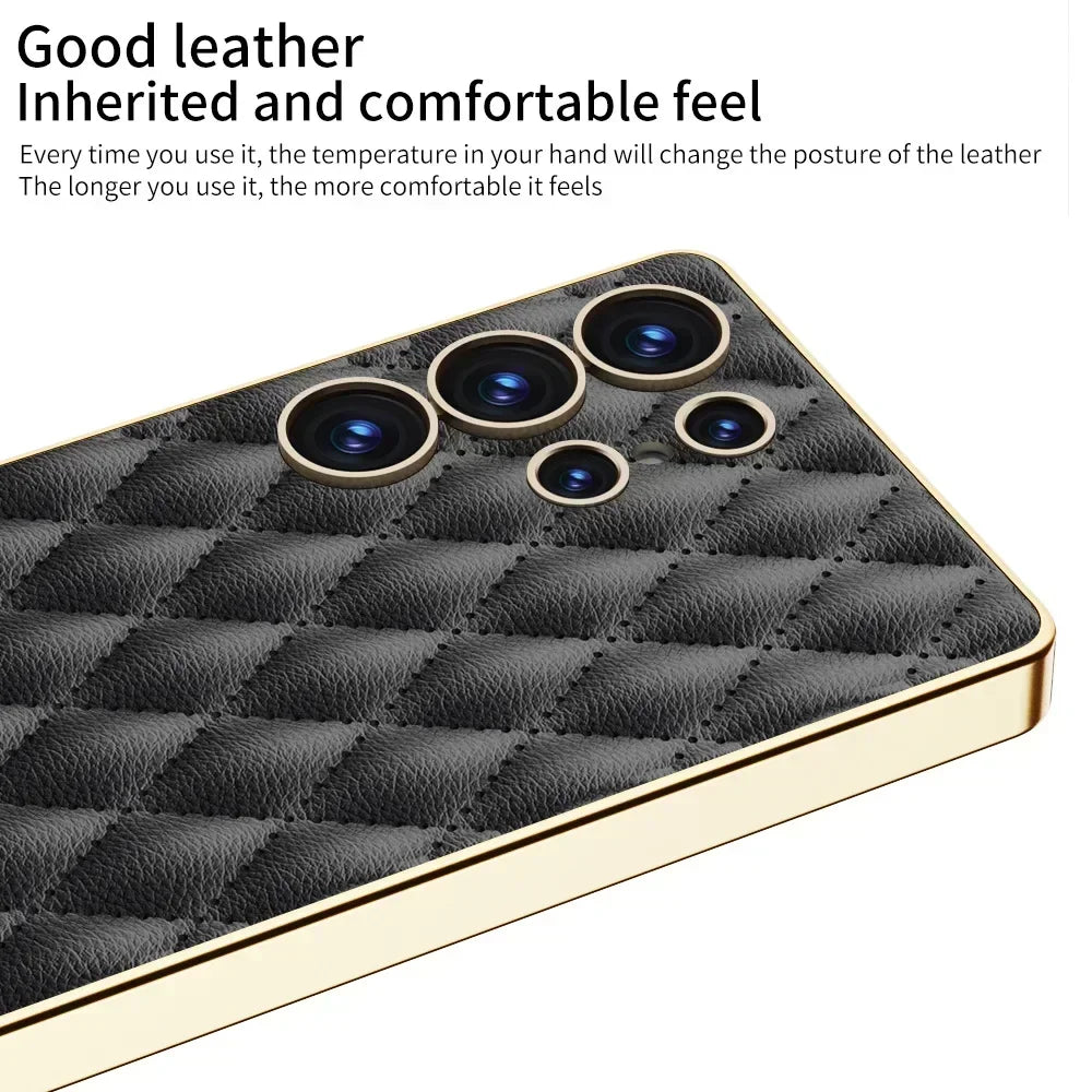 Premium Electroplated Leather Shockproof Case for Samsung Galaxy S25 Series