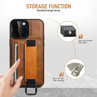 Shockproof Leather Case with Wrist Strap for iPhone 16 Series