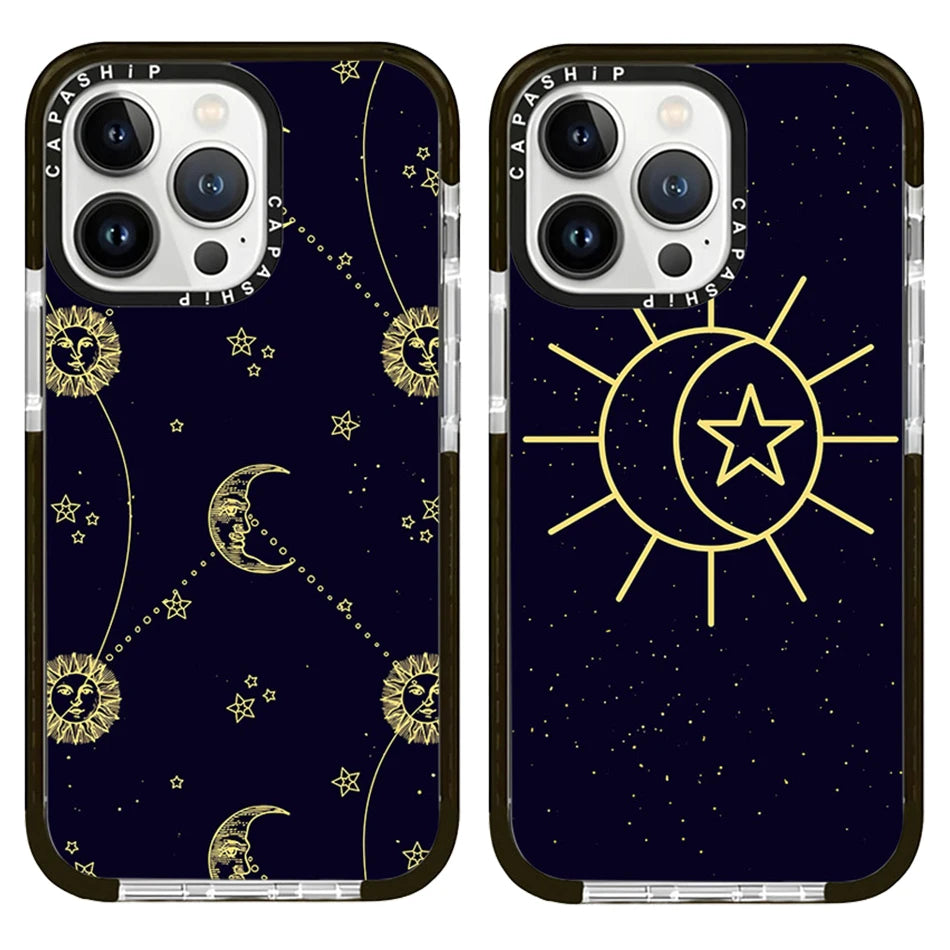 Cosmic Stars Sun Moon Soft TPU Shockproof Back Case for iPhone 15 Series