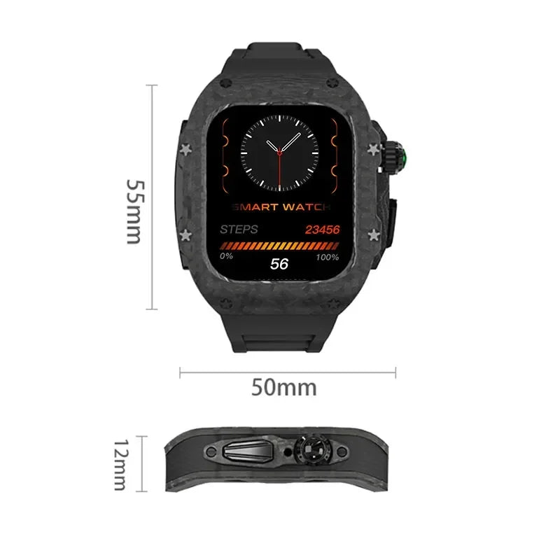 Luxury Carbon Fiber Case & Sport Silicone Strap Kit for Apple Watch