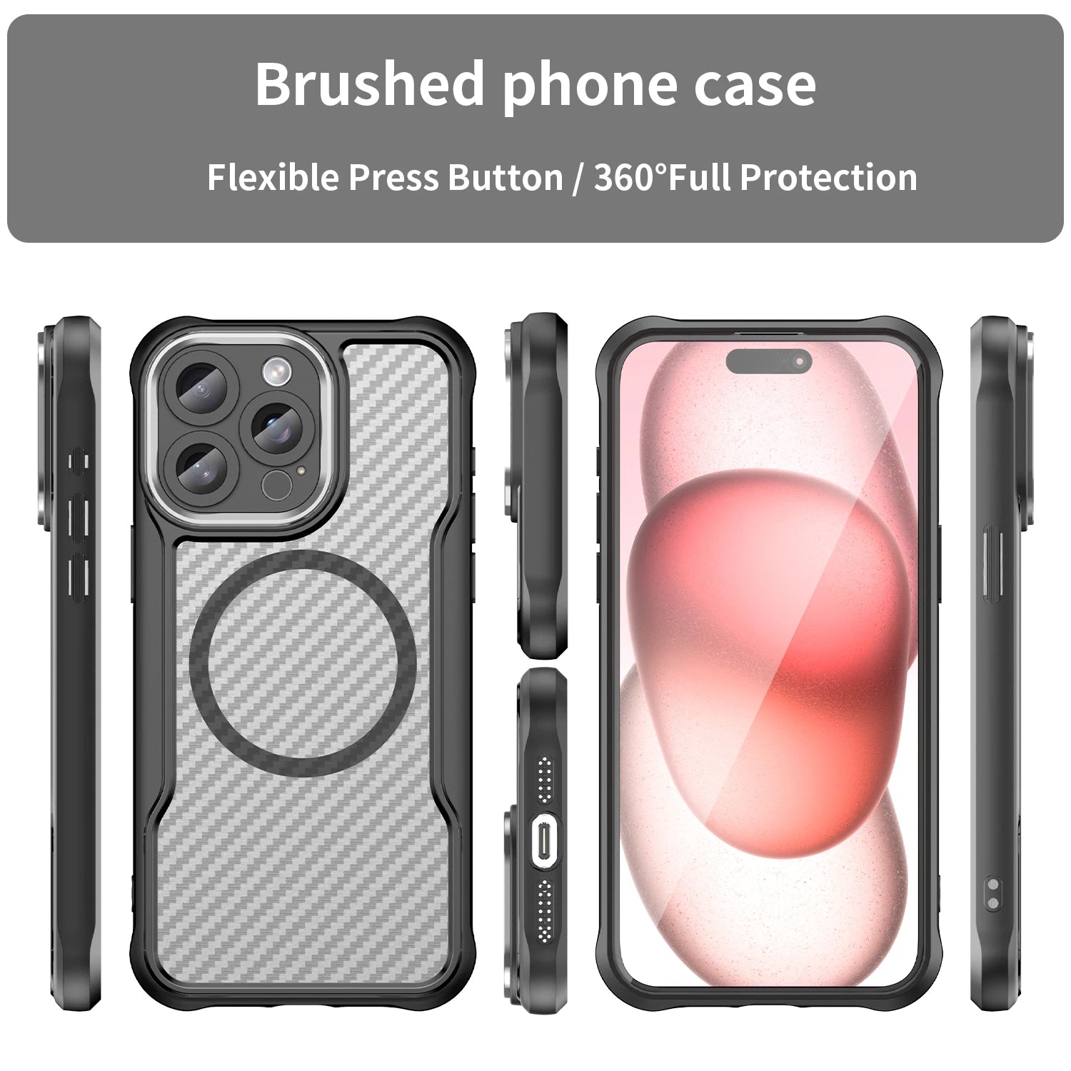 Carbon Fiber Texture MagSafe Phone Case for iPhone 14 Series