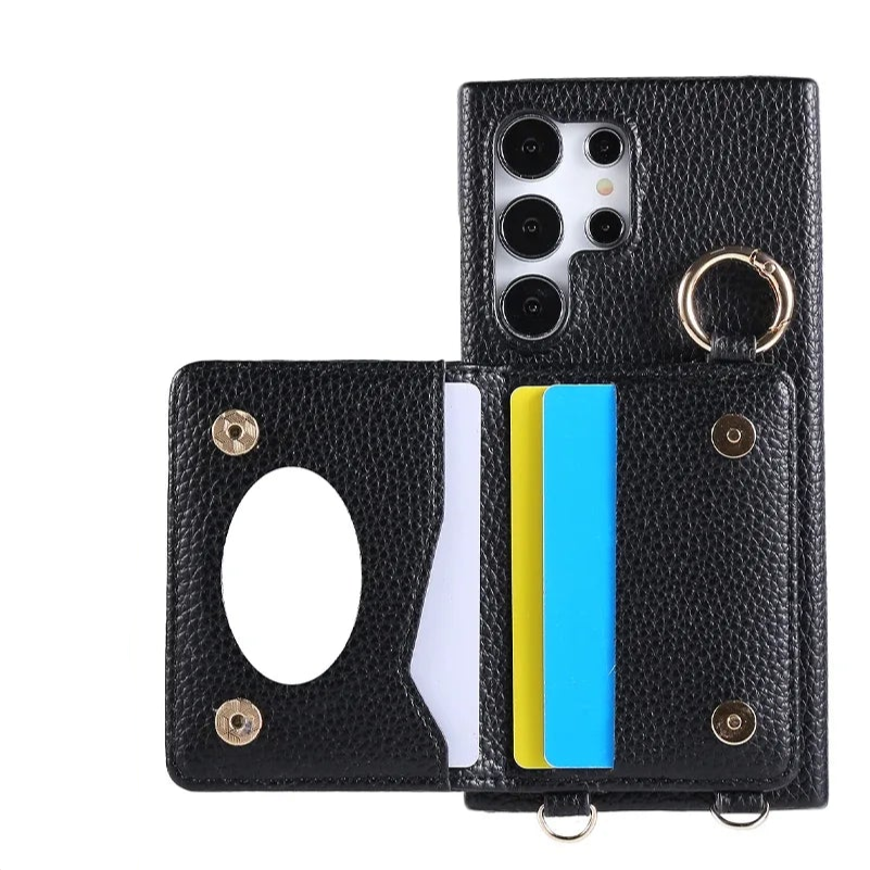 Crossbody Wallet Case with Card Slot & Mirror for Samsung Galaxy S25 Series