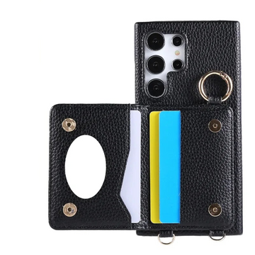 Crossbody Wallet Case with Card Slots and Mirror for Samsung Galaxy S24 Series