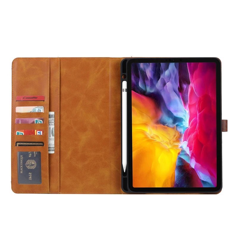 Luxury Business Flip Leather Book Case with Card Slot Stand for iPad Pro (2024)