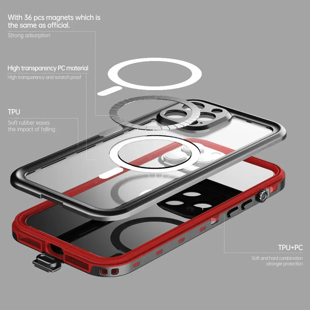 360 Protect Seal MagSafe IP68 Waterproof Case For iPhone 15 Series