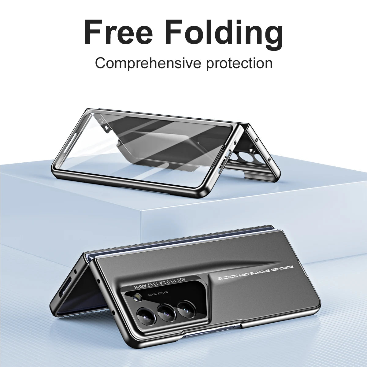 Full Cover Folding Phone Case with Tempered Glass Film for Samsung Galaxy Z Fold 5