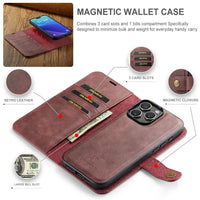 Detachable Magnetic Leather Wallet Case with Card Holder for iPhone 15 Series