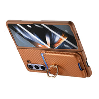 2-in-1 Ring Holder Magnetic Carbon Fiber Wallet Case with Card Slot for Samsung Galaxy Z Fold 5