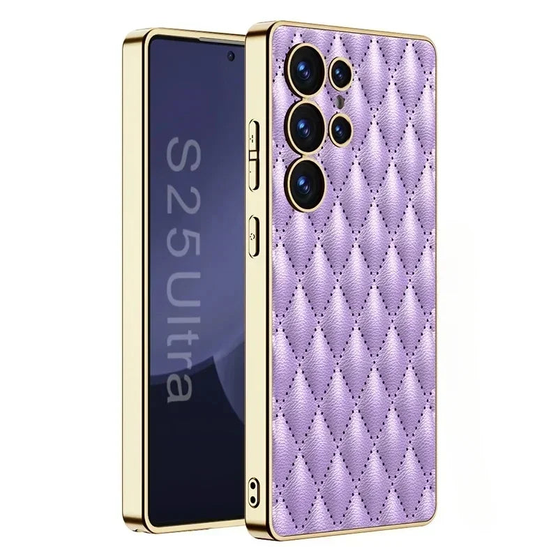 Premium Electroplated Leather Shockproof Case for Samsung Galaxy S25 Series