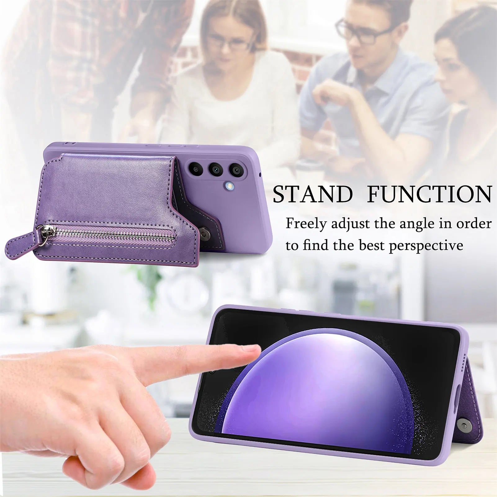 Zipper Card Slot Holder Leather Wallet Case for Samsung Galaxy S23 Series