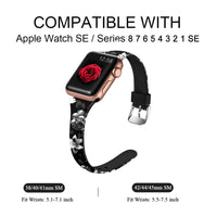 Soft Silicone Floral Thin Slim Narrow Strap for Apple Watch