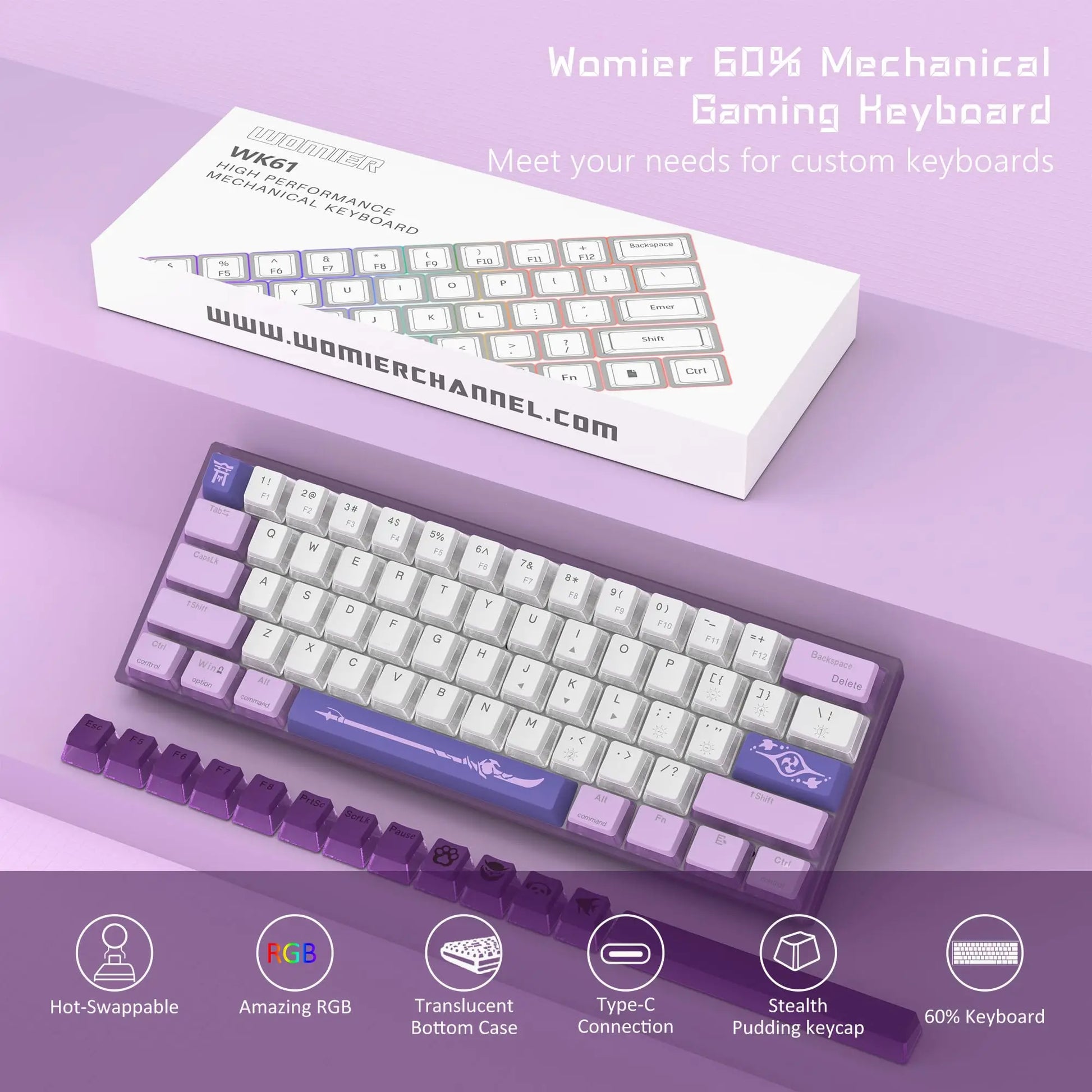 Womier WK61 61-Key Hot-Swappable Mechanical Keyboard