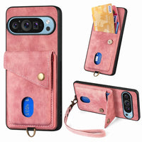 PU Leather Shockproof Wrist Strap Wallet Phone Case with Card Holder for Google Pixel 9 Series