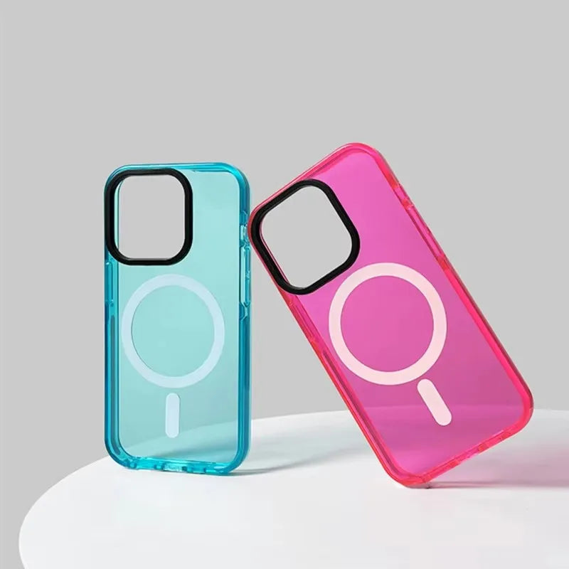 Bright Neon Soft Silicone MagSafe Case for iPhone 16 Series