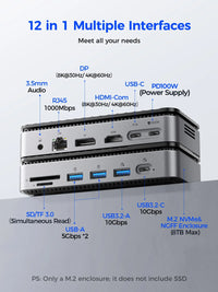 ORICO M2P11 USB-C Display Hub and SSD Enclosure with Cooling Fan