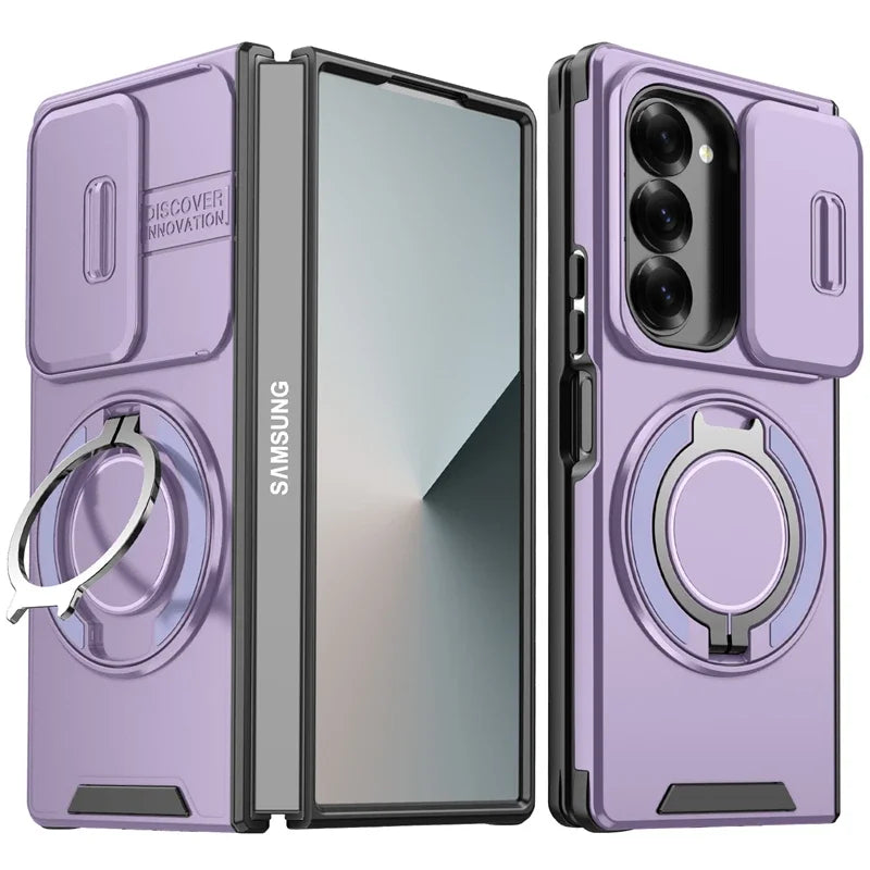 Heavy Duty Magnetic Armor Case with Ring Holder for Samsung Galaxy Z Fold 6